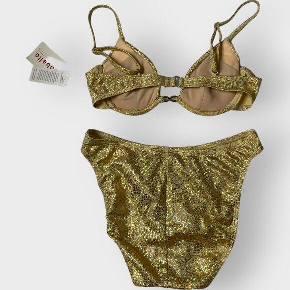 VTG Carabella Collection Bikini Hologram Gold Mob Wives High Cut Reptile Size 10 - Picture 7 of 11